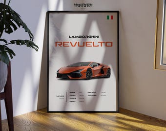 Lamborghini Revuelto Grey 2024 | 36x24 Inch Unframed, Glossy, 4k