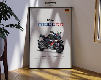 BMW M1000RR Poster – Superbike Wall Art, Motorcycle Print, Garage Decor