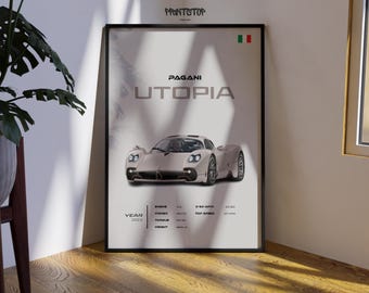 Pagani Utopia Poster, Hypercar Wall Art, Luxury Sports Car Print, Exotic Car Artwork