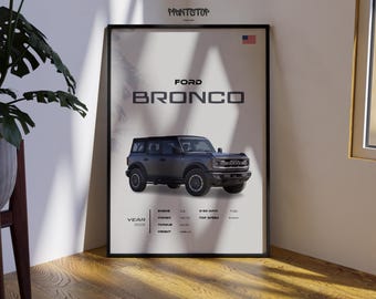 Ford Bronco Poster, Off Road SUV Wall Art, 4x4 Truck Print, Car Enthusiast Gift