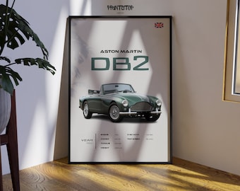 Affiche Aston Martin DB2 : impression de voiture de sport britannique des années 50