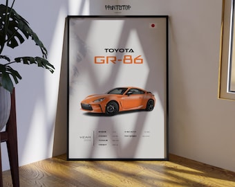 Toyota GR86 Poster – JDM Sports Car Wall Art for Garage