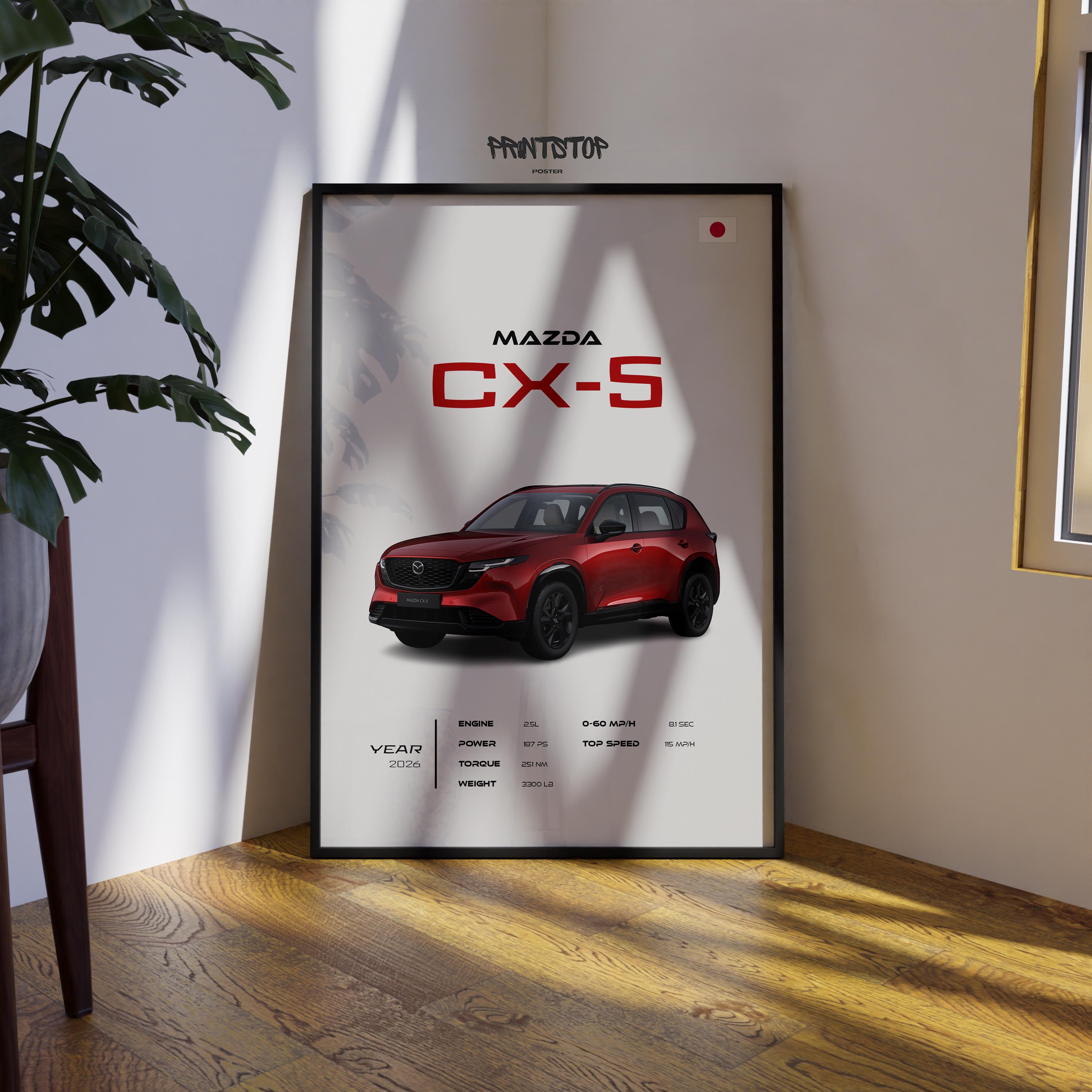 Mazda CX-5 Poster, Japanese SUV Wall Art, Modern Crossover Print