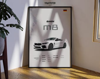 BMW M8 Competition Convertible Poster | Luxury Car Wall Art