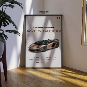 Lamborghini Aventador Poster, Luxus Supersportwagen Wandkunst, Automobil Dekor, Fine Art Print, Geschenk für Autoliebhaber
