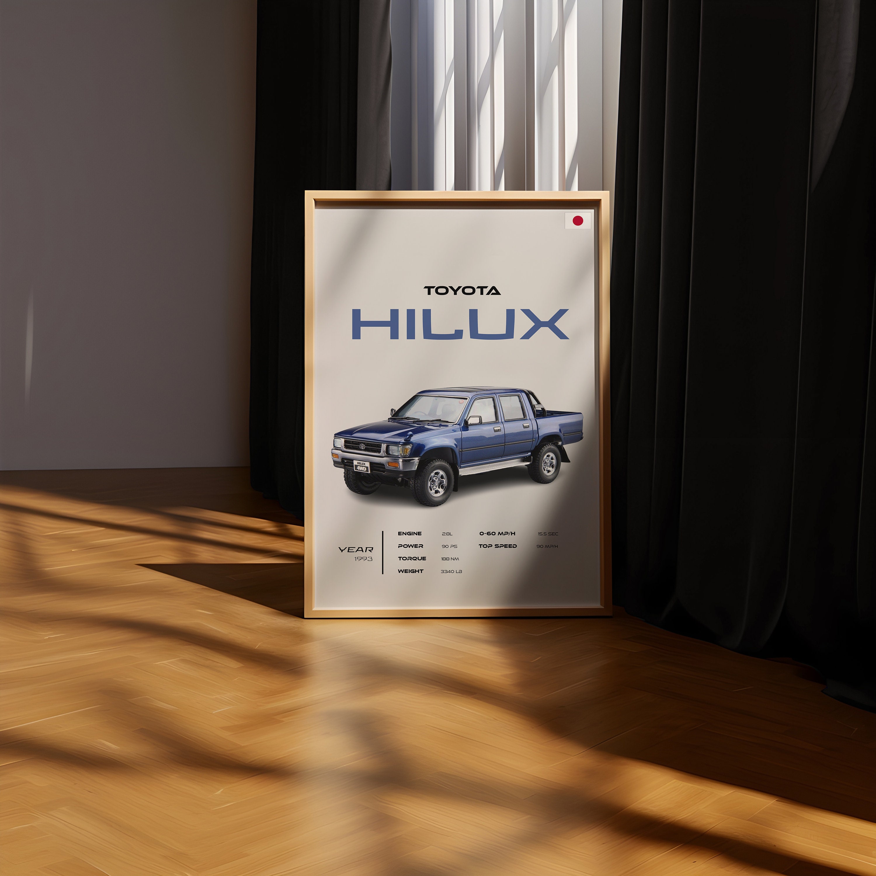 1993 Toyota Hilux Poster: Vintage Blue Pickup Truck Art - Etsy
