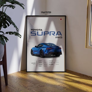 BMW Supra MK5 Poster, Atemberaubender Sportwagen Druck, Ideales Geschenk für Auto-Enthusiasten, moderne Wandkunst für Haus und Büro