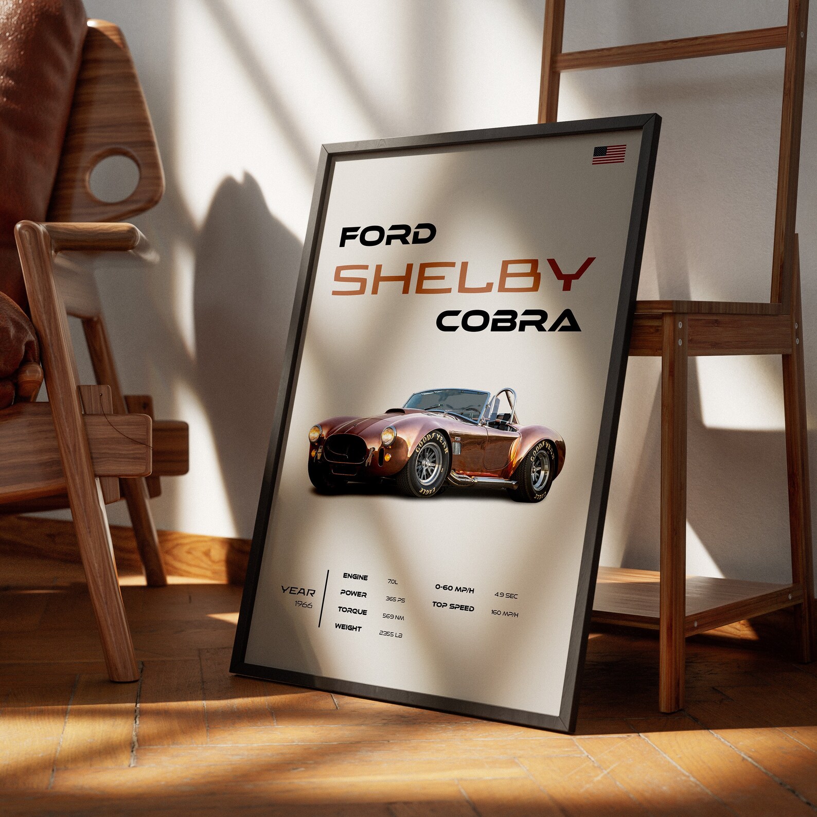 1966 Ford Shelby Cobra Classic Car Poster, Collector's Car Wall Art ...