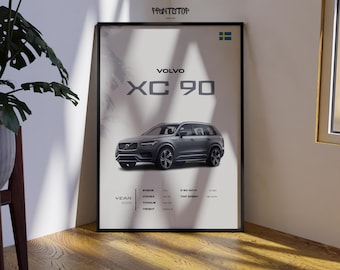 Volvo XC90 Poster, Luxury SUV Wall Art, Scandinavian Car Print