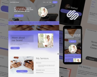 Social Media Managers Modern Squarespace Website Template | Modern, Stylish, Customizable, & Professional Design