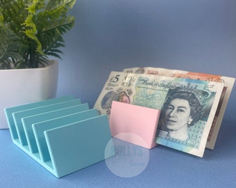 Cash Stuffing Tray Holder, 4 Slots, Pastel Pink, Blue, Green, White