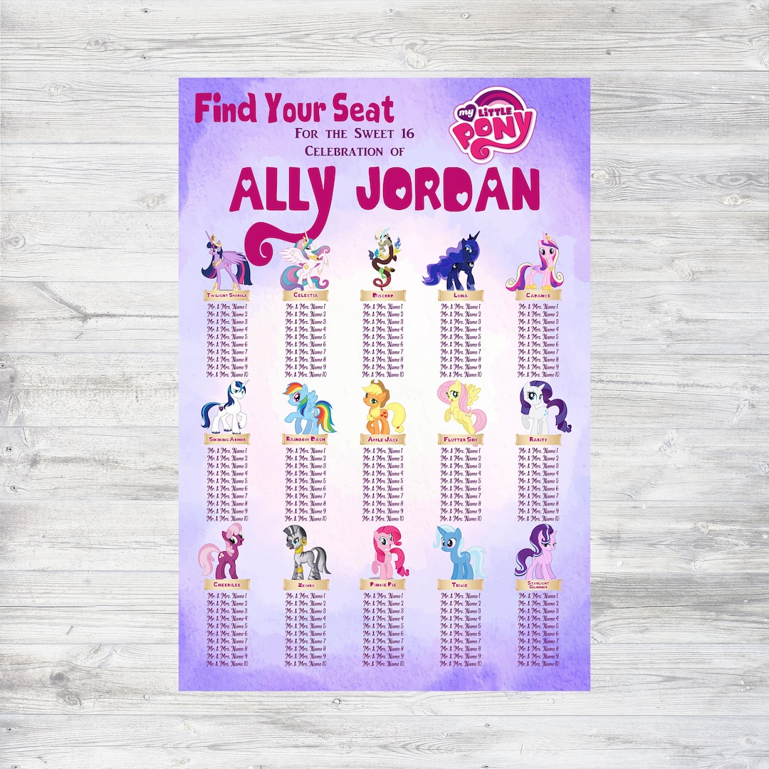 My Little Pony Themed Seating Chart Personalized DIGITAL Etsy Canada