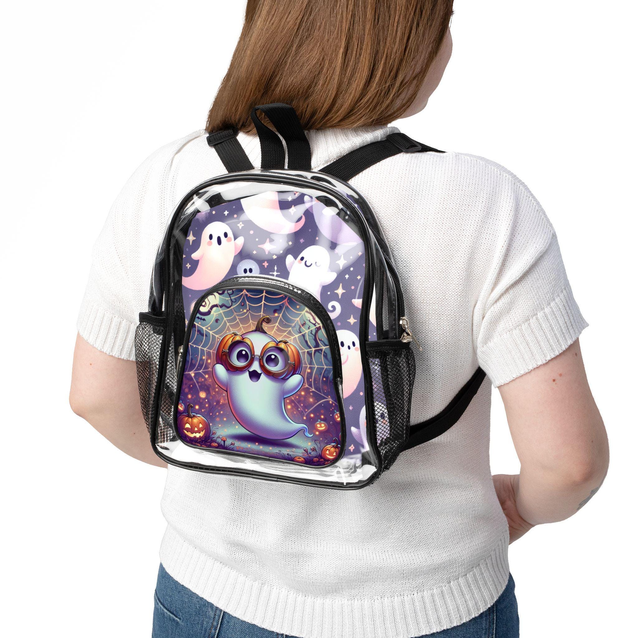Clear Ghost Backpack Transparent Halloween Bag Cute Spooky Festival NWT JESPPIN Cute Ghost Clear Purse,Clear Bag For Stadium Events  main image 2