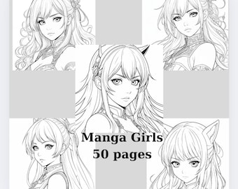 Manga girl coloring book