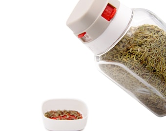 Sysler Multi-Spout Glass Spice Kitchen Jar, Salt Pepper Shaker, Spice Container Glass Jar with Measurement Cap