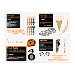 Lando Norris Themed Formula One (F1)Sticker Sheet