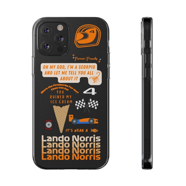 Coque de portable transparente souple inspirée de la Formule 1 Lando Norris (F1)