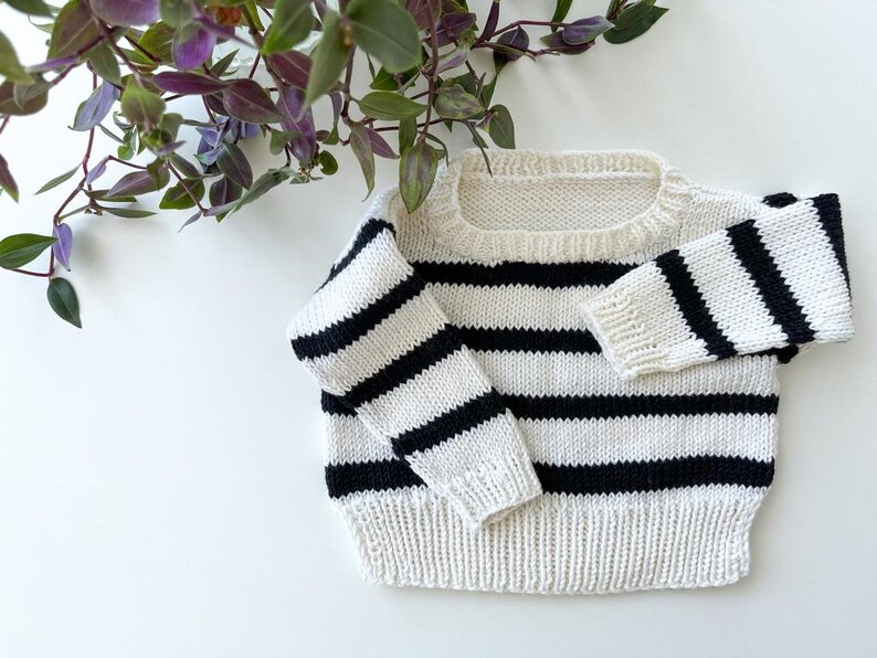 Baby Sweater Easy Knitting Pattern Modern Striped Pullover Etsy