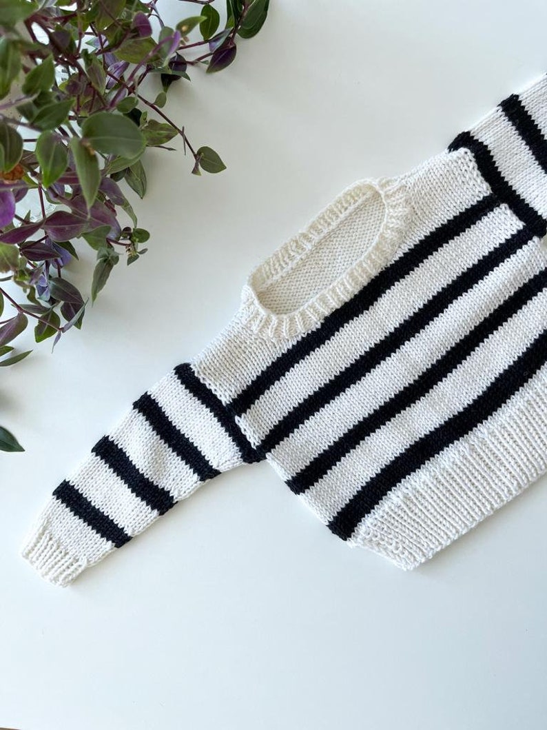 Baby Sweater Easy Knitting Pattern Modern Striped Pullover Etsy