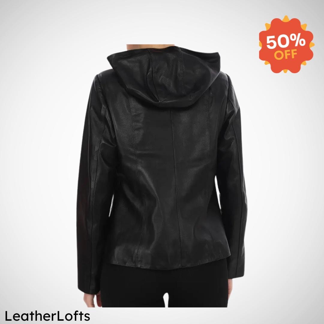 Handmade Black Lambskin Leather Hooded Jacket: Slim Fit Outerwear