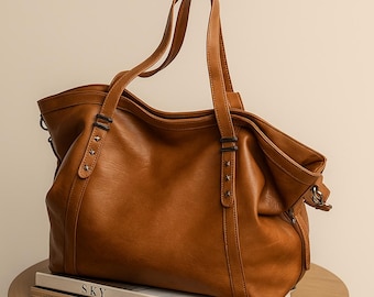 Leder Tote Bag: Große Schulter Handtasche, Crossbody Reisetasche