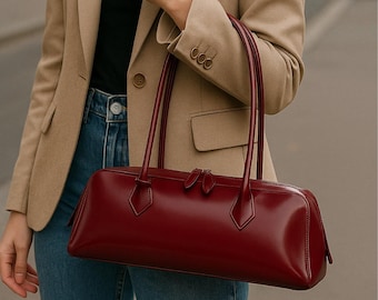 Bolso baguette de piel: un bolso de hombro de inspiración vintage