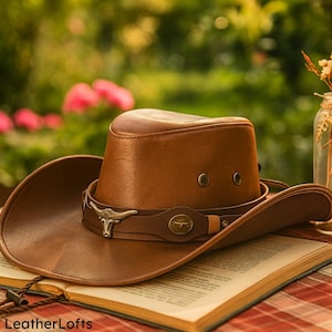 Bullhide Black Cowboy Leather Hat, Brim, Handmade in Mex. With an elastic sweat bandana. Best Seller