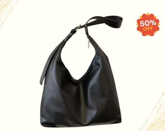 Bolso tote de piel vegana suave: bolso de hombro holgado estilo hobo