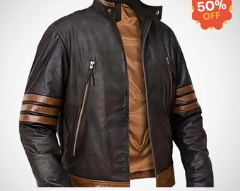 X-Men Wolverine Leather Jacket: Striped Logan Fan Style
