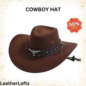 Black or Brown Felt Cowboy Hats, OUR BEST SELLER! with an elastic sweat bandana for a comfort fit and incase a bit Big. Rain Cover included!