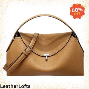 Grain leather bag Large tote skew bag Vintage cowhide bag