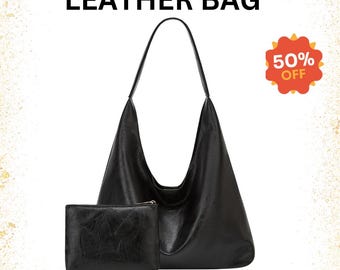 Bolso hobo de piel vegana suave: bolso de hombro holgado