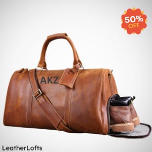 Personalized Mens Travel Bag, Full Grain Leather Duffel Bag, Monogrammed Duffle Bag, Weekend Luggage Bag,Unique Christmas Gifts,Carry-on Bag