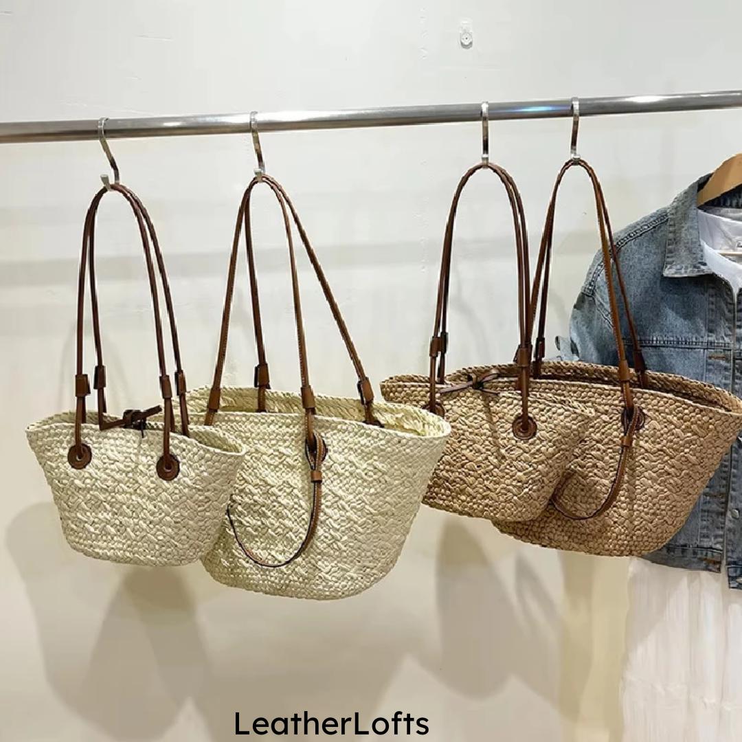 Handmade Straw Woven Tote Bag: Large Boho Beach Shoulder Bag - Etsy