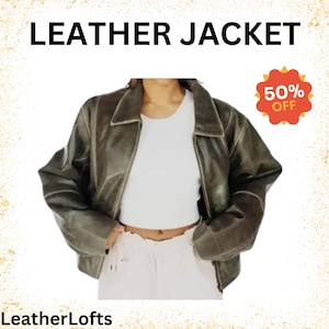Distressed Green Jacket, Handmade Genuine Leather Jacket, 90s Oversized Leather Jacket, biker racer Jacket, Baggy Jacket, Gift for her,