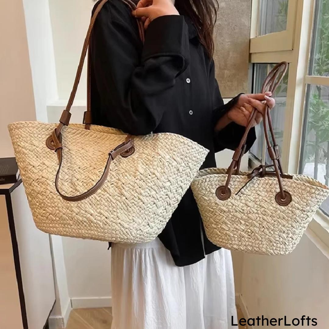 Handmade Straw Woven Tote Bag: Large Boho Beach Shoulder Bag - Etsy