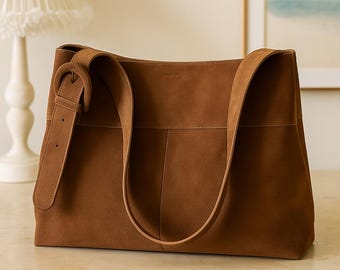 Suede Leather Tote Bag: Crossbody Shoulder Handbag - LeatherLofts