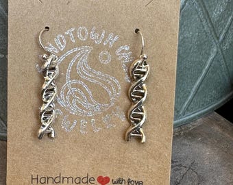 DNA Helix Earrings – Silver Science Jewelry for Biologists & STEM Lovers
