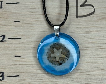 Starfish Necklace with Beach Sand & Resin | Ocean Pendant Jewelry | Handmade Coastal Gift