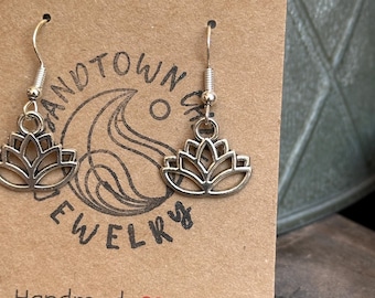 Silver Lotus Flower Earrings – Yoga, Meditation & Boho Inspired Jewelry