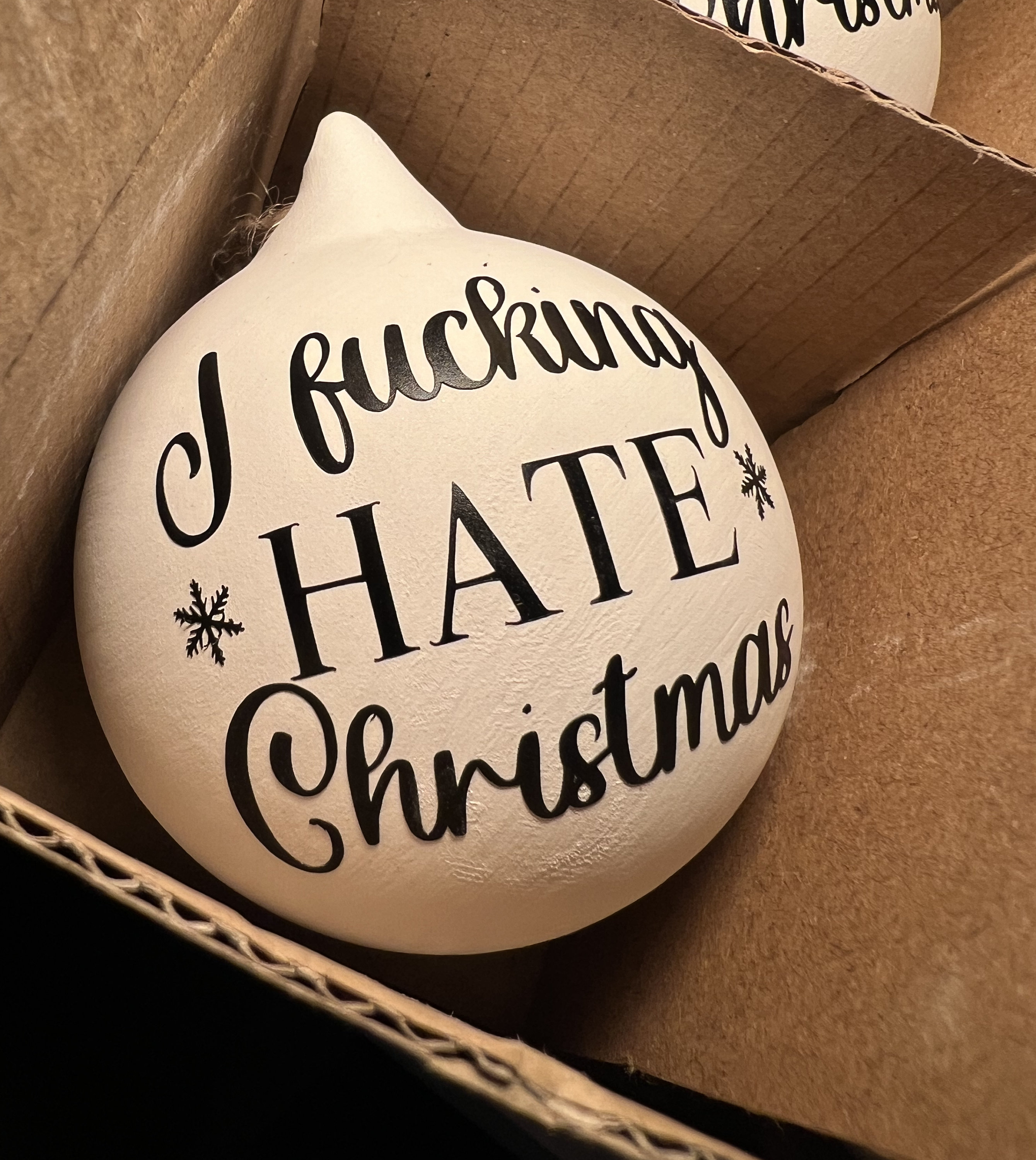 Rude Baubles | Funny Offensive Bauble | Swear Words | Secret Santa | Novelty Gift | Christmas Baubles | Ceramic Bauble | Minimalist Bauble