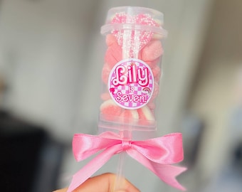 Barbie Inspired Birthday Sweet Favour – Personalised Name & Age – Pink Sweets | Kids Party Favours | Birthday Treats