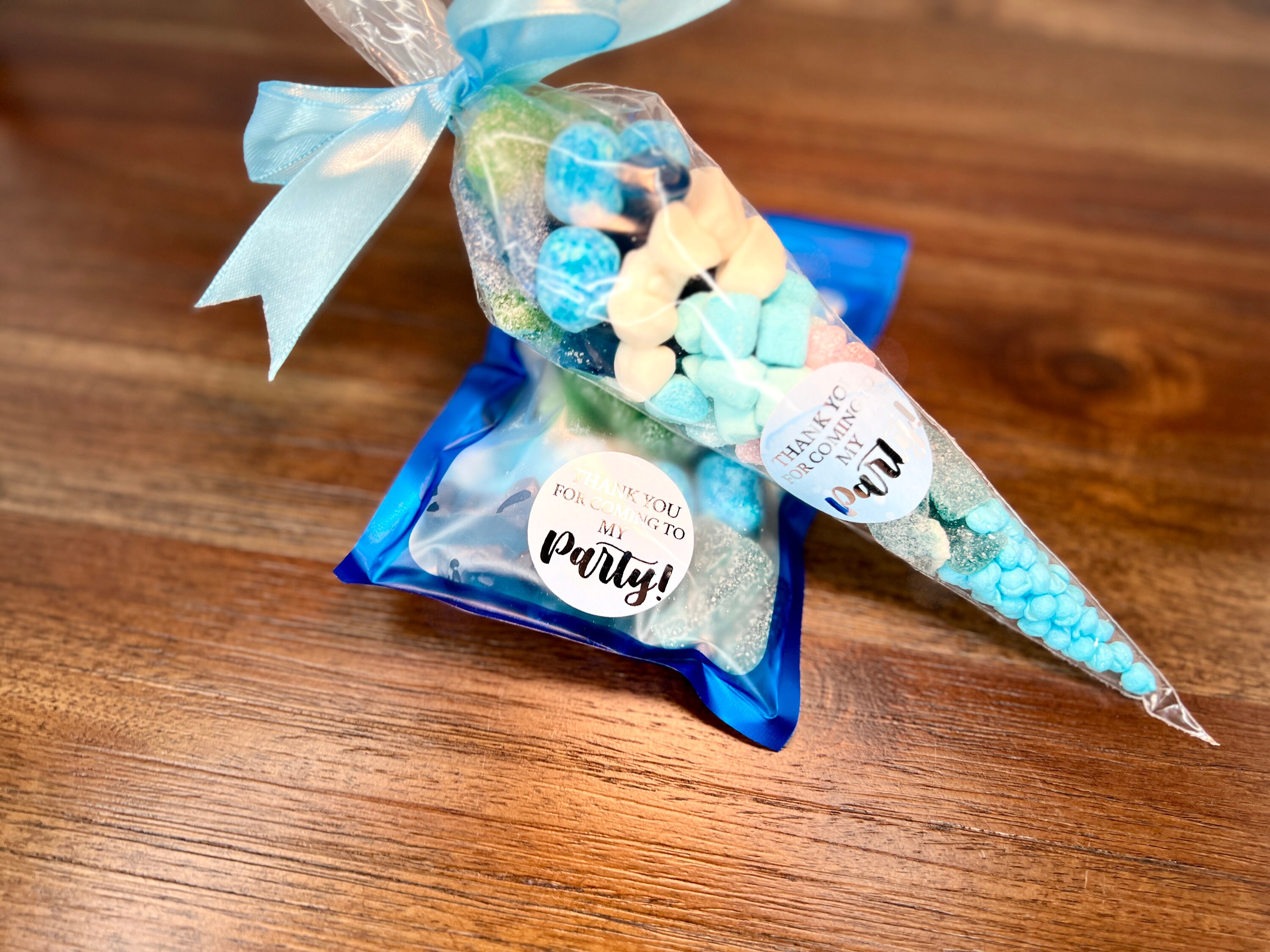 Aodaer - 100 Sacchetti Regalo In Cellophane Blu Con Fascette, 27x13 Cm, Per Bomboniere E Feste - 2