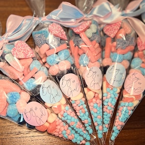 Gender Reveal Sweet Favours, Baby Shower Sweet Cones, Boy or Girl Sweet Cones