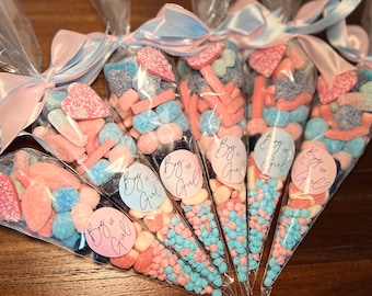 Bonbons sucrés révélateurs de sexe, Cônes sucrés baby shower, Cônes sucrés garçon ou fille