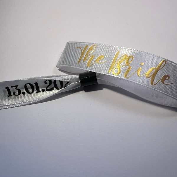 Handmade Personalised The Bride Festival Wristband, Hen Party Accessory, Hen Do, Bachelorette Souvenir