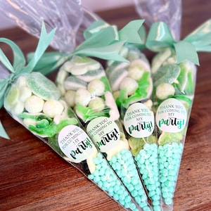 Green Birthday Party Favours, Sweet Cone Treats, Party Bag Fillers, Kids Party Sweets, Green Party Sweets