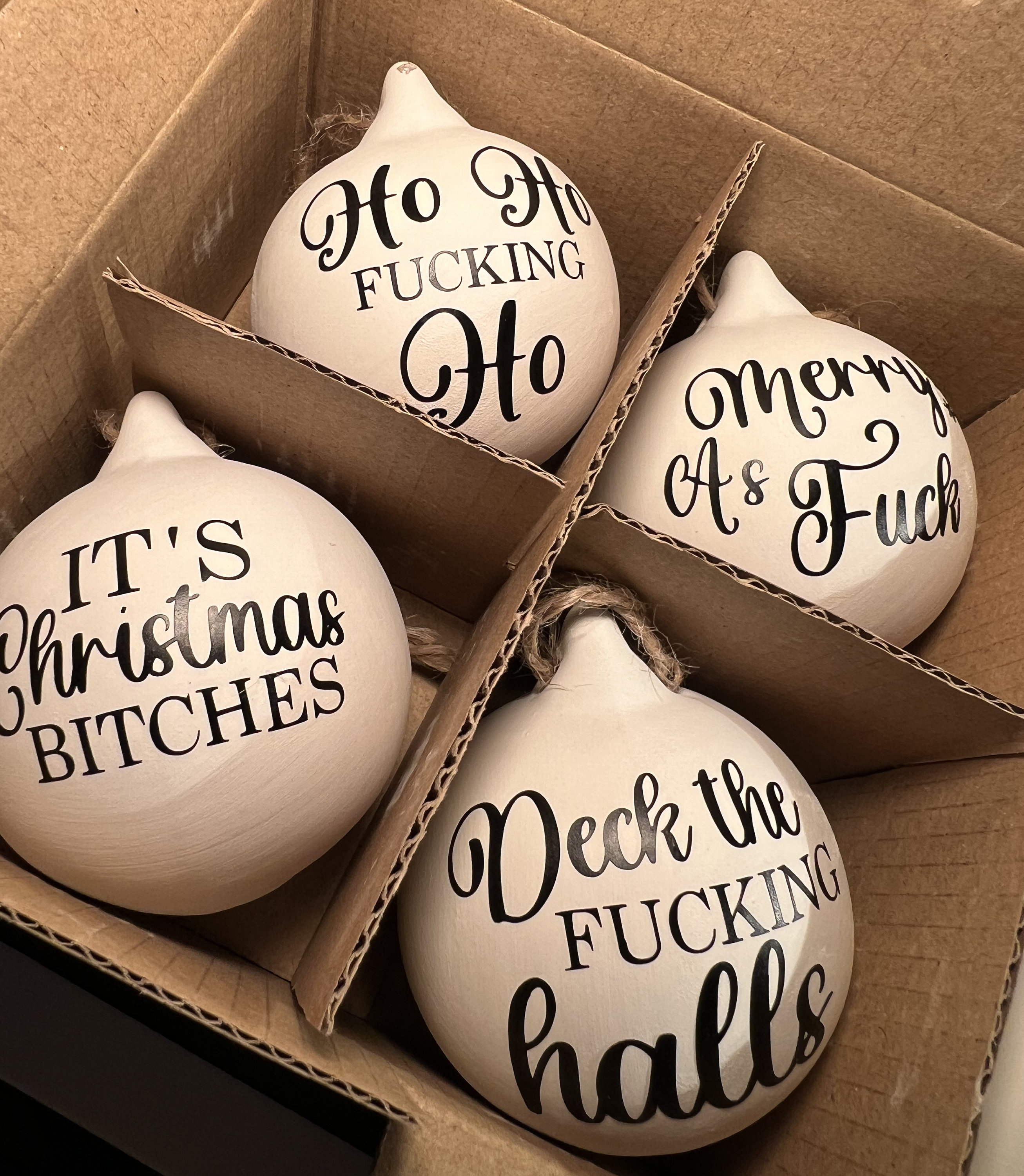 Rude Baubles | Funny Offensive Bauble | Swear Words | Secret Santa | Novelty Gift | Christmas Baubles | Ceramic Bauble | Minimalist Bauble