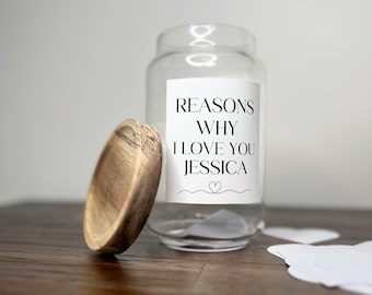 Frasco "Razones por las que te amo", regalo personalizado para él o ella, regalo de San Valentín, recuerdo romántico, regalo de aniversario