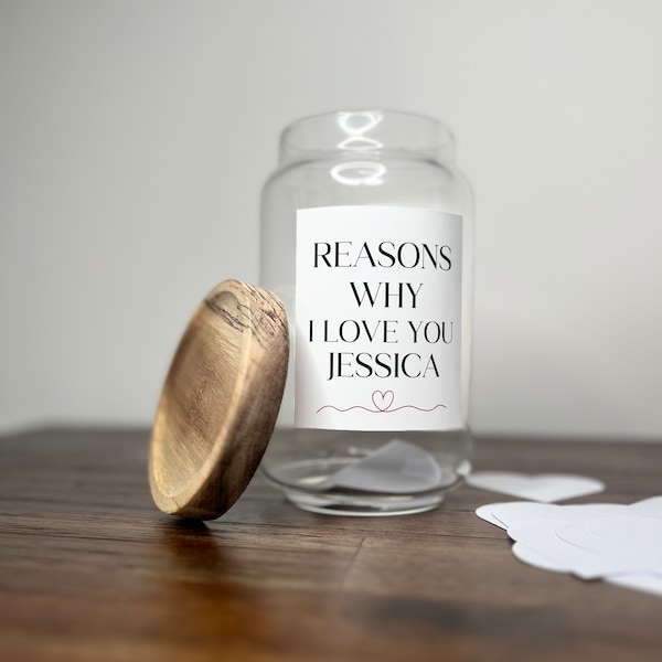 Reasons Why I Love You Jar, Personalised Gift for Him or Her, Valentine's Day Gift, Romantic Keepsake, Anniversary Gift